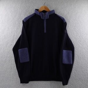 Paul & Shark Yachting Men Navy Blue Italian Virgin‎ Wool 1/4 Zip Sweater Size L